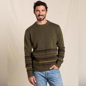 NWT Toad&Co Fir Green Fair Isle‎ Cazadero Crew Neck Wool Blend Sweater Small